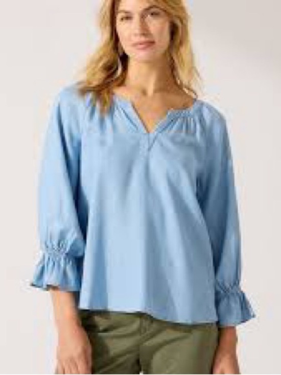 Tommy Bahama Tops - TOMMY BAHAMA CHAMBRAY MONTAUK 3/4-SLEEVE TOP LT STORM WASH LARGE‎